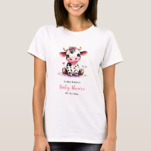 Cow Baby Shower Minimalist Pink Girl baby shower T-Shirt