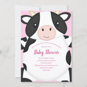 Cow Baby Shower Pink Invitation