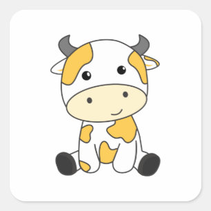 Cow Banana Kawaii Retro Japanese Banana Cows Square Sticker