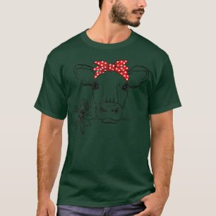 Cow Bandanna Daisy Flower Farmer Cow Lover Distres T-Shirt