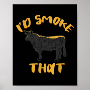 Cow Bbq Grilling Funny Meat Lovers Sarcastic Humou Poster