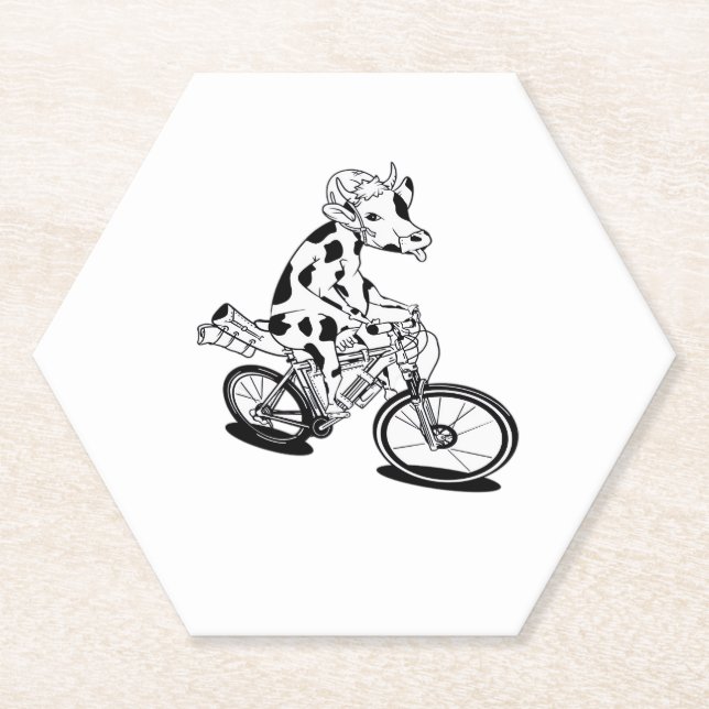 Cow Bikepacking Classic T-Shirt Paper Coaster (Front)