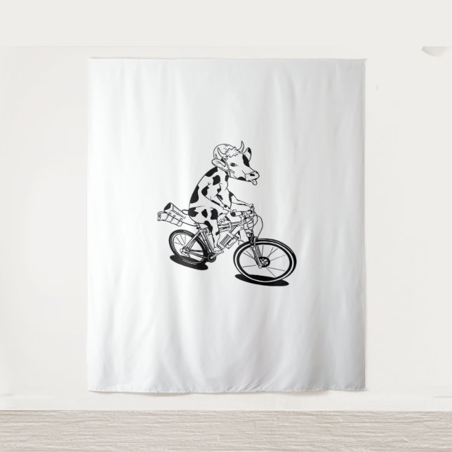 Cow Bikepacking Classic T-Shirt Tapestry (Front)