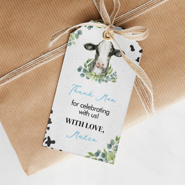 Cow Birthday Baby Shower Thank You Tag (Creator Uploaded)