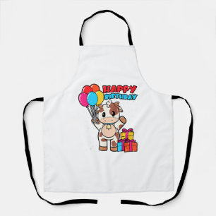 Cow Birthday Balloon Theme Cattleman Farmer Cute B Apron