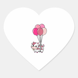 Cow Birthday Balloon Theme Party Farmer Bday Cattl Heart Sticker