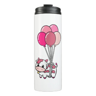 Cow Birthday Balloon Theme Party Farmer Bday Cattl Thermal Tumbler