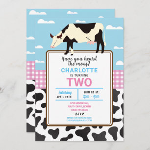 Cow Birthday Invite Two 2nd Holy Cow Party Invite