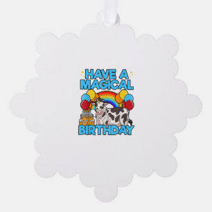 Cow Birthday Magical Rainbow Theme Party Cattleman Tree Decoration Card