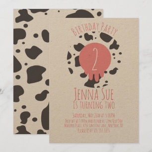 Cow Birthday Party Animal Print Pattern Any Age Invitation