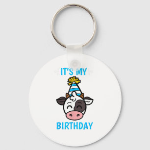 Cow Birthday Party Hat Cattleman Farmer Bday Theme Key Ring
