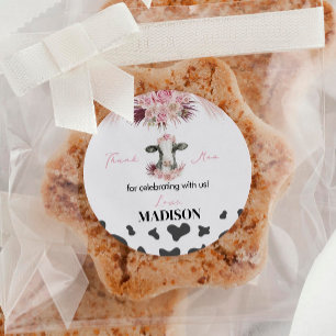 Cow Birthday Party Sticker Labels