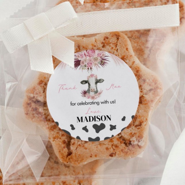 Cow Birthday Party Sticker Labels (Creator Uploaded)