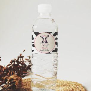 Cow Birthday Party Water Bottle Label