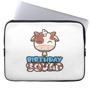 Cow Birthday Squad Cattleman Farmer Bday Theme Par Laptop Sleeve