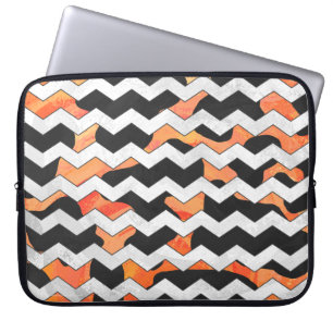 Cow Black and Orange Chevron Print Laptop Sleeve