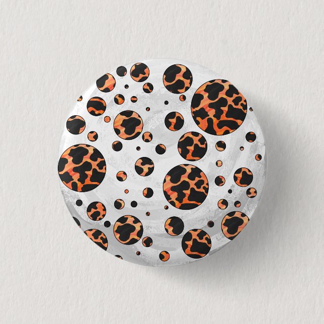 Cow Black and Orange Polka Dot Print 3 Cm Round Badge (Front)