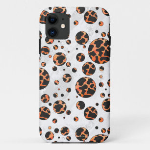 Cow Black and Orange Polka Dot Print iPhone 11 Case
