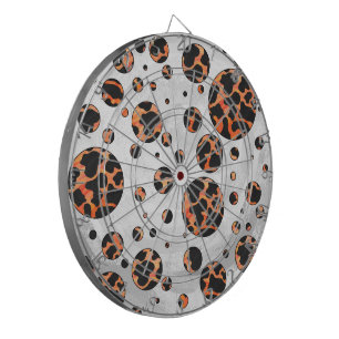 Cow Black and Orange Polka Dot Print Dartboard
