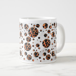 Cow Black and Orange Polka Dot Print Large Coffee Mug
