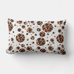 Cow Black and Orange Polka Dot Print Lumbar Cushion
