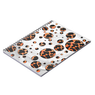 Cow Black and Orange Polka Dot Print Notebook