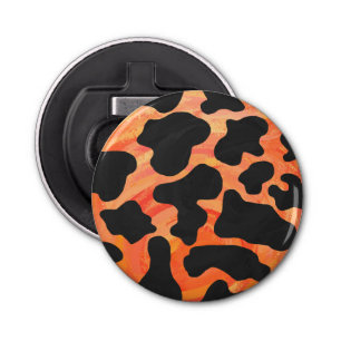 Cow Black and Orange Print Bottle Opener