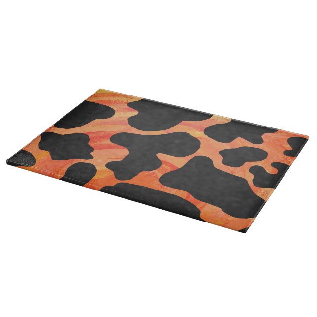 Cow Black and Orange Print Cutting Board (Corner)