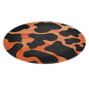 Cow Black and Orange Print Cutting Board