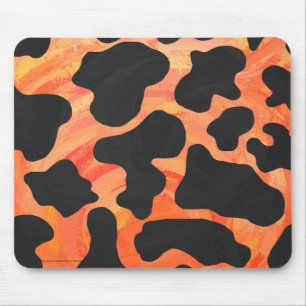 Cow Black and Orange Print Mouse Pad