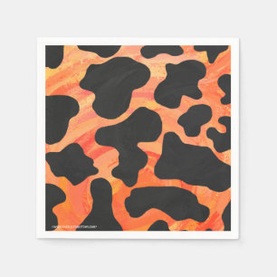 Cow Black and Orange Print Napkin