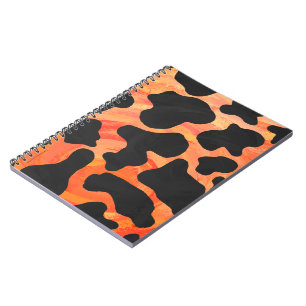 Cow Black and Orange Print Notebook