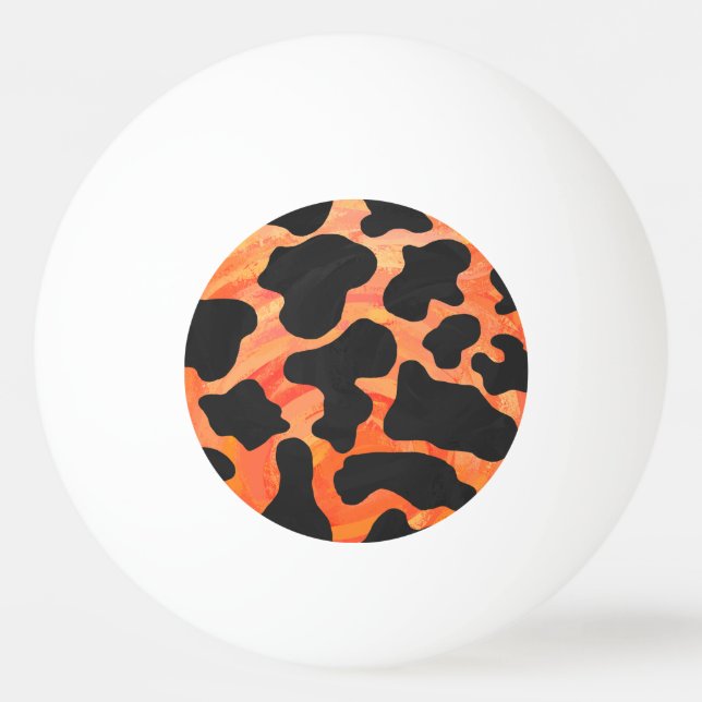 Cow Black and Orange Print Ping Pong Ball (Front)