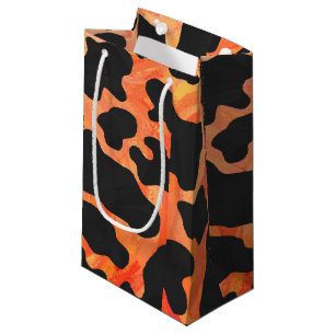 Cow Black and Orange Print Small Gift Bag