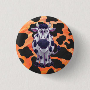 Cow Black and Orange Wild Me 3 Cm Round Badge