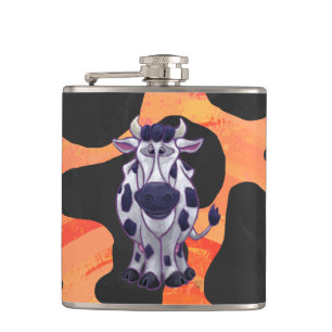 Cow Black and Orange Wild Me Hip Flask