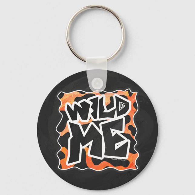 Cow Black and Orange Wild Me Key Ring (Front)