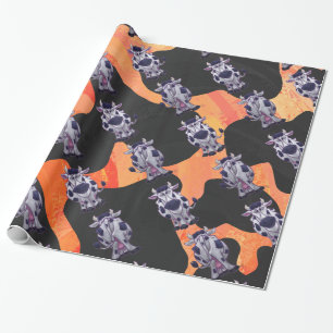 Cow Black and Orange Wild Me Wrapping Paper