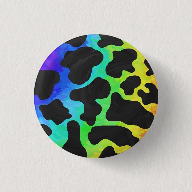 Cow Black and Rainbow Gifts 3 Cm Round Badge (Front)