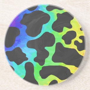 Cow Black and Rainbow Gifts Coaster