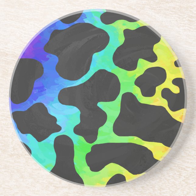 Cow Black and Rainbow Gifts Coaster (Front)