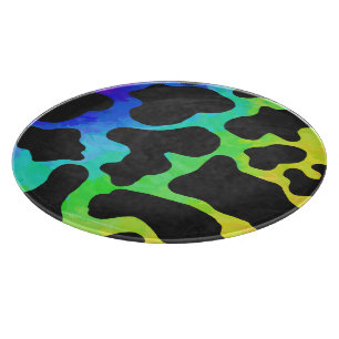 Cow Black and Rainbow Gifts Cutting Board