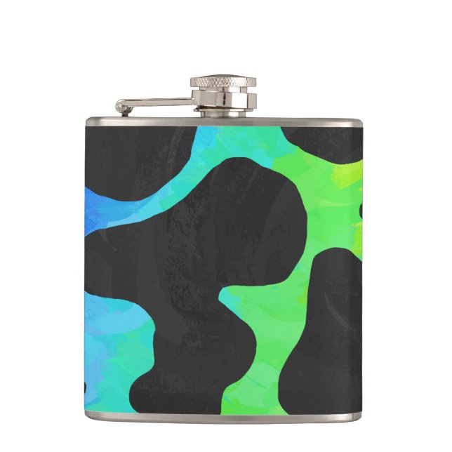 Cow Black and Rainbow Gifts Hip Flask (Front)