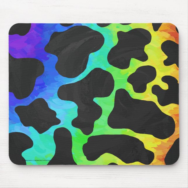 Cow Black and Rainbow Gifts Mouse Pad (Front)