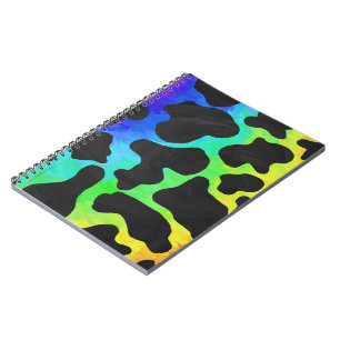 Cow Black and Rainbow Gifts Notebook