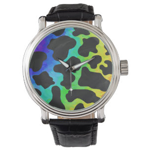Cow Black and Rainbow Gifts Watch