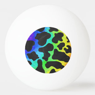 Cow Black and Rainbow Print Ping Pong Ball