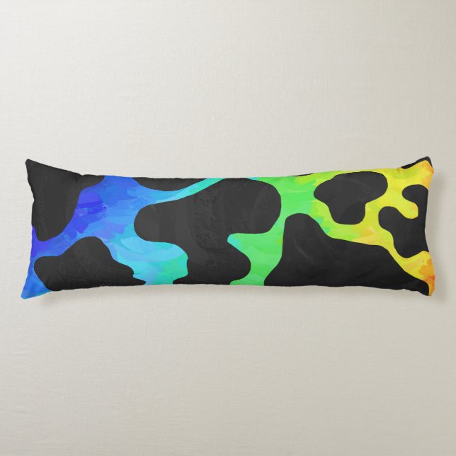Cow Black and Rainbow Stuff Body Cushion (Front)