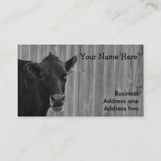Cow Black and White Business Card (Front)