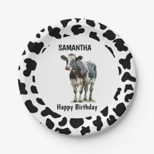 Cow Black and White Paper Plate